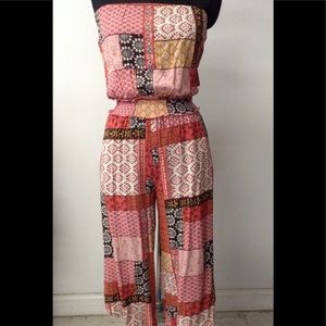 NWT patch print jumpsuit